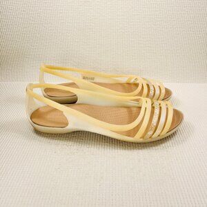 Crocs Isabella Jelly Pearl White Bronze Strappy Comfort Slip On Sandals Women 10